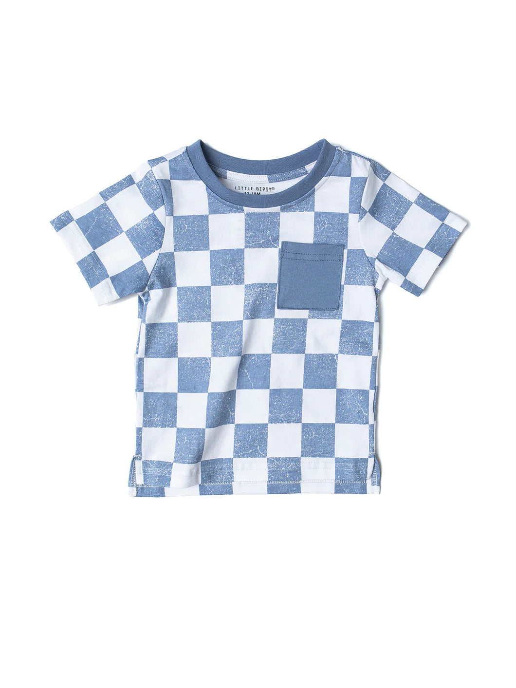 Checkered Tee, Sky Blue