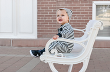 Load image into Gallery viewer, Ribbed Stripe Romper, Black
