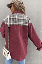 Load image into Gallery viewer, Patchwork Denim Jacket, Burgandy
