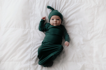 Load image into Gallery viewer, Ribbed Knotted Gown + Hat, Forest Green
