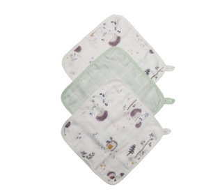 Washcloth 3-Piece Set, Hedgehogs