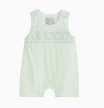 Load image into Gallery viewer, Bunny Smocked Shortalls | Honeydew
