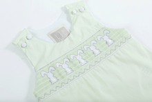 Load image into Gallery viewer, Bunny Smocked Shortalls | Honeydew
