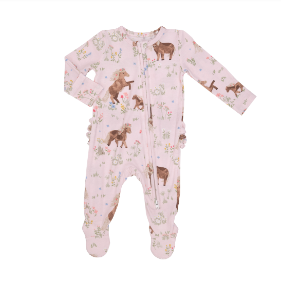 Watercolor Ponies Ruffle Footie