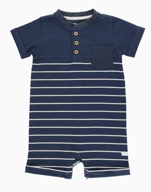 Navy & Gray Stripe Henley Romper