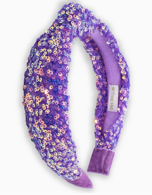 Sequin Knot Headband, Purple