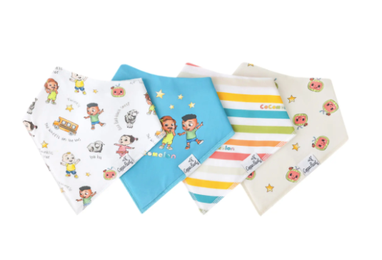 Cocomelon Friends Bandana Bib Set (4-pack)