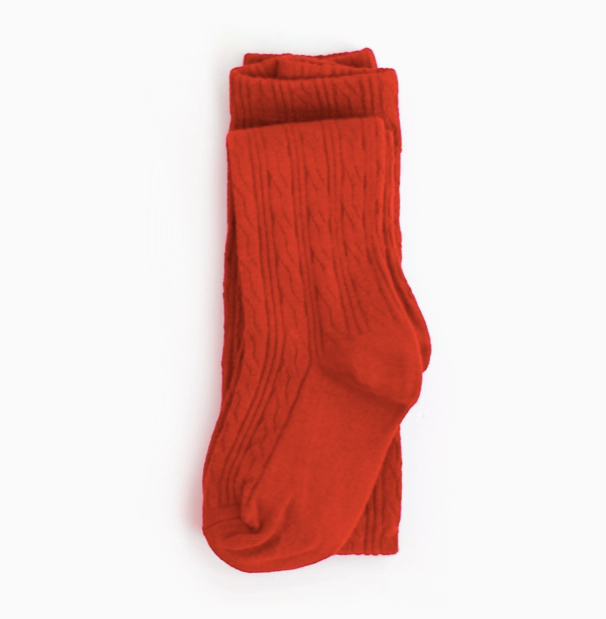 Cable Knit Tights | Red