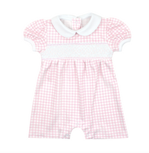 Load image into Gallery viewer, Gingham Smocked Romper | Pink
