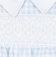 Load image into Gallery viewer, Gingham Smocked Romper | Light Blue
