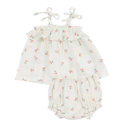 Cherry Stripe Ruffle Set