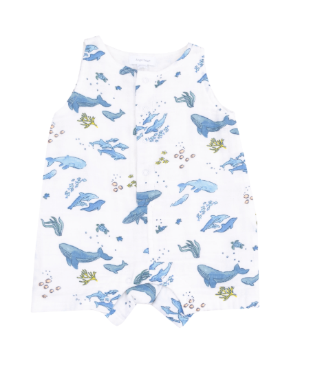 Blue Whales Shortie Romper