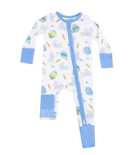 Easter Bunnies Zipper Romper | Blue