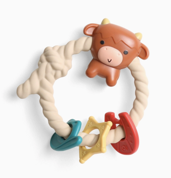 Ritzy Rattle™ Silicone Teether Rattle | Highland Cow