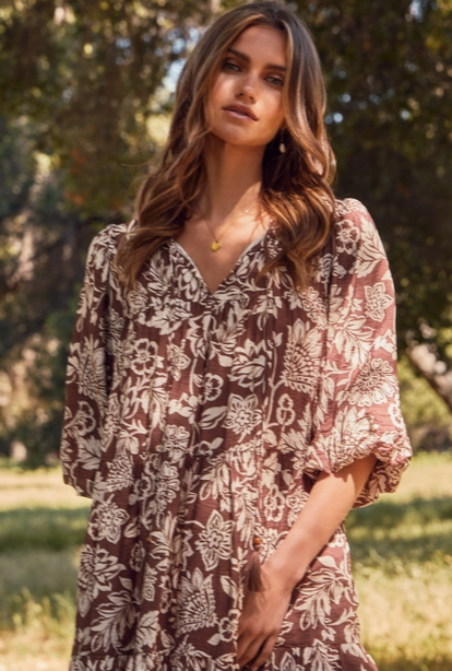 Boho Baby Doll Dress | Mocha Wave