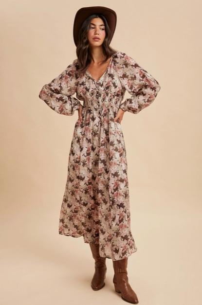 Romantic Floral Smocked Dress