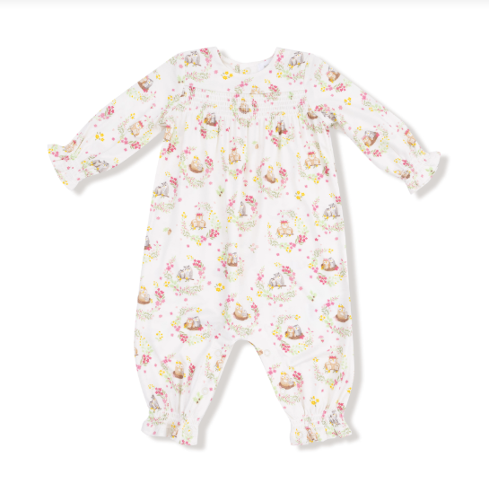 Floral Owl Families Smocked Romper