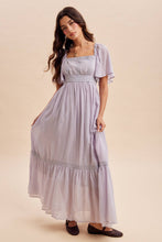 Load image into Gallery viewer, Lace Flutter Sleeve Maxi Dress | Whisper Grey
