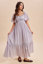 Load image into Gallery viewer, Lace Flutter Sleeve Maxi Dress | Whisper Grey
