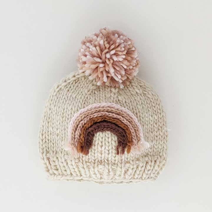 Rainbow Knit Hat, Mauve